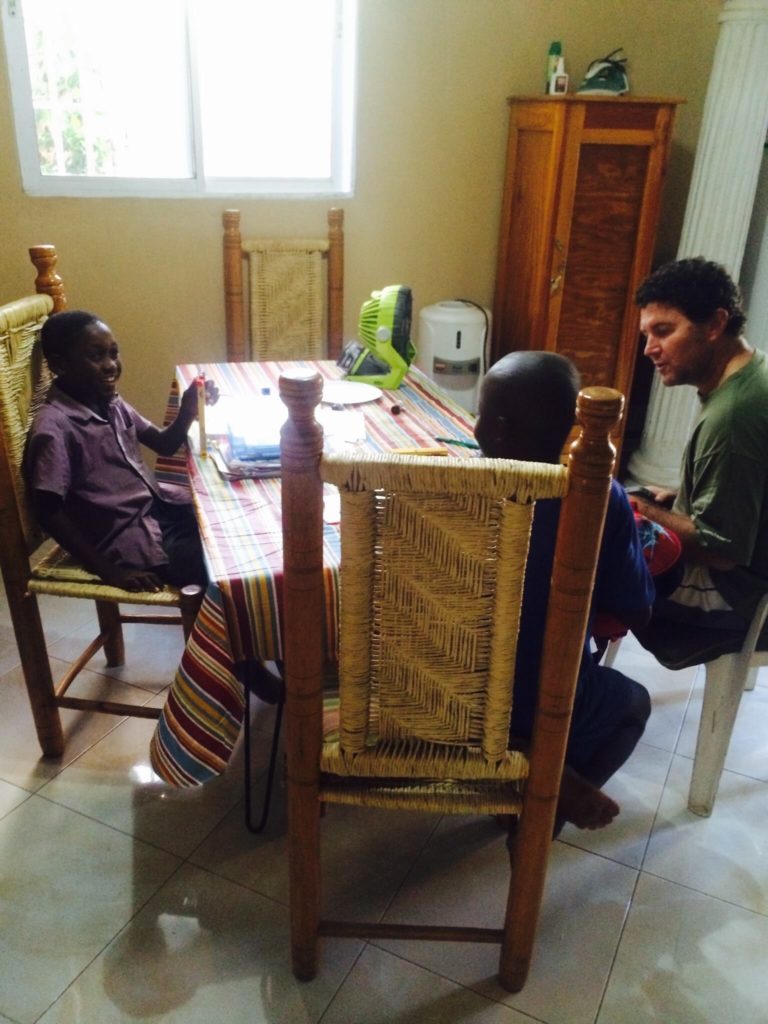 Sometimes they come for help with their schoolwork. Sometimes Eric has mercy on them and finds this an opportunity to work on his French.